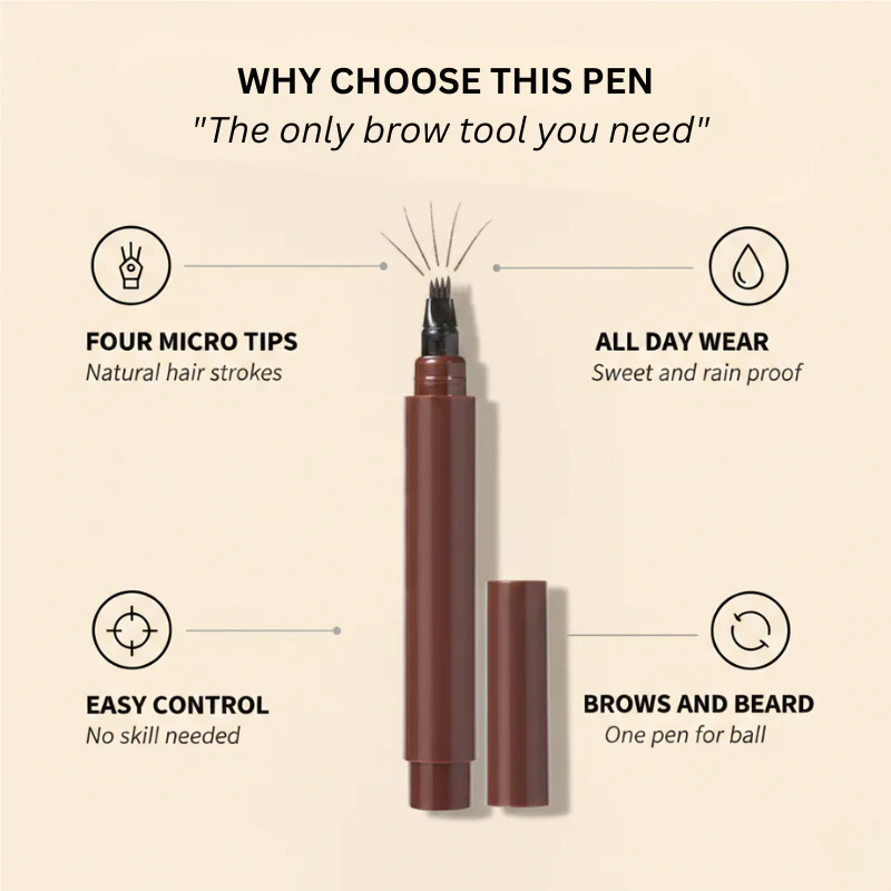 Finé™ – Waterproof 4-Tip Brow & Beard Pen | Natural Hair-Stroke Finish + 1+1 FREE - Image 2