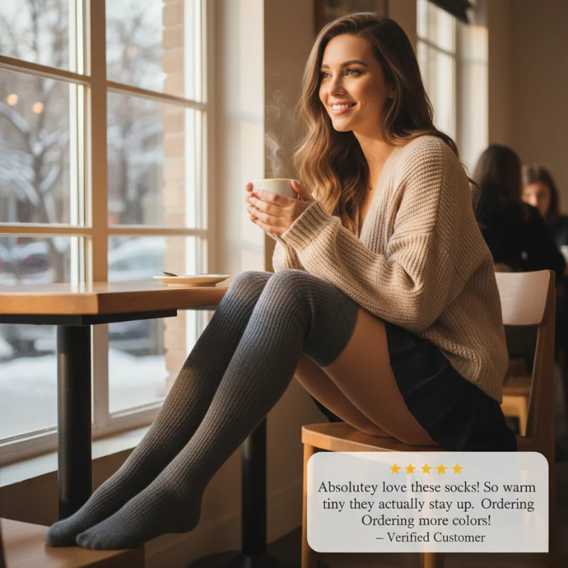 Fleece-Lined Thigh High Socks for Women + 1+1 FREE - Image 8