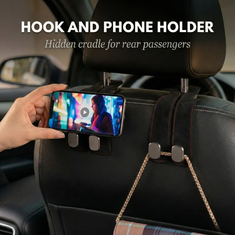 Holdwick™ – 2-in-1 Leather Car Headrest Hook & Phone Holder + 50% OFF - Image 3